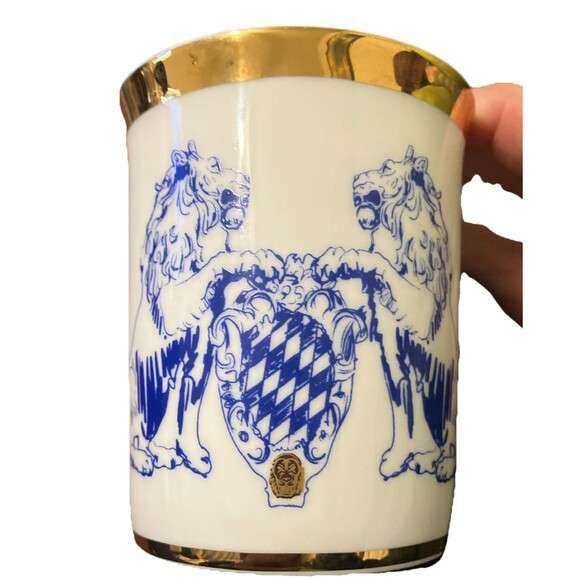 German Bayers Löwen Lion Crest coffee tea mug Porcelain Mug Gold Gilt, blue - Picture 5 of 15